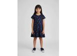 Jerseykleid BLUE SEVEN, Mädchen, Gr. 98, N-Gr, bunt (ultramarin), Jersey, Obermaterial: 95% Baumwolle, 5% Elasthan, bedruckt, unifarben, regular fit, Rundhals, Kleider Jerseykleid, im tollem Herzchen-Folien-Alloverprint