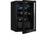 Exquisit Glastürkühlschrank GKS120-GT-160C Schwarz 118 l, Umluft, 3 Ablagen, Türschloss, freistehend