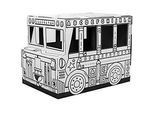 Bankers Box Spielbus, ausmalbarer Kartonbus aus FSC‑Wellpappe, gross, interaktive Türen/Fenster, sicher ab 3 Jahren, L 838 x B 787 x H 1143 mm, weiss