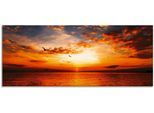 Glasbild ARTLAND "Sonnenuntergang am Strand", orange (farbe bild(er): orange), B:125cm H:50cm, Bilder, in verschiedenen Größen
