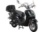 Motorroller ALPHA MOTORS "Retro Firenze", schwarz (schwarz, schwarz), Motorroller, 85 km/h, mit Lenkerschloss, B:85cm H:108,5cm L:189cm