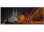 Glasbild ARTLAND "Kölner Dom mit Brücke", schwarz (farbe bild(er): schwarz), B:125cm H:50cm, Bilder, in verschiedenen Größen