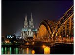 Glasbild ARTLAND "Kölner Dom mit Brücke", schwarz (farbe bild(er): schwarz), B:80cm H:60cm, Bilder, in verschiedenen Größen