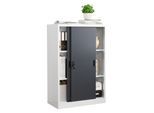 VCM Metall Büroschrank H. 120 x B. 80 x T. 40 cm / Aktenschrank Büromöbel für Ordner / Stahlschrank abschließbar / Schiebetürenschrank Malivo 3 fach mit Schiebetüren