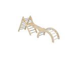 Moni Spielgerät Triangel 3 in 1 Holz Rutsche Kletterrampe Kletterwand Motorik braun