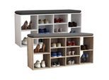 VCM Holz Schuhregal Maße ca. H. 50 x B. 104 x T. 30 cm Schuhkommode mit 10 Fächer Schuhschrank - Hinsol S