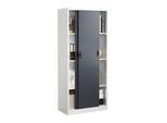 VCM Metall Büroschrank H. 180 x B. 80 x T. 40 cm / Aktenschrank Büromöbel für Ordner / Stahlschrank abschließbar / Schiebetürenschrank Malivo 4 fach mit Schiebetüren