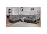 Ecksofa DOMO COLLECTION "Mona L-Form bequem und komfortabel, Breite 271cm, L-Form", schwarz (schwarz, grau), B:271cm H:80cm T:213cm, Struktur fein 100% Polyester;Chenilleoptik 100% Polyester, Sofas, Ecksofa, wahlweise mit Bett- und Armlehnfunktion