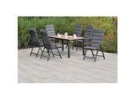 Garten-Essgruppe MERXX "»Tinos«", grau (grau, grau, graphit), Aluminium, Massivholz, Sitzmöbel-Sets, Ausziehtisch: LxB: 150-200 x 90 cm