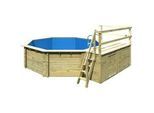 Achteckpool KARIBU "TOSCANA Set C B428xL428xH124 cm", braun, B:428cm H:124cm L:428cm, Schwimmbecken