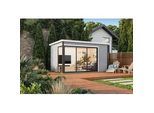 Gartenhaus NORDIC HOLZ "AUSTIN 6", grau (lichtgrau), Fußboden im Gartenhaus, ohne Dacheindeckung, Massivholz, Gartenhäuser, Gartenhaus