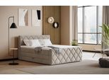 Boxspringbett COTTA "Tower inkl. Bettkasten, mit Keder in abgesetzter Farbe", elephant, keder: sand, B:181cm L:228cm, 100% POLYESTER (PES), Komplettbetten, Boxspringbett, in verschiedenen Breiten, Härtegraden und Farben erhältlich