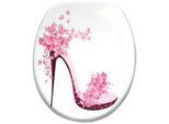 WC-Sitz SANILO "Schuh", rosa, weiß, B:37,7cm L:47cm, MDF - Mitteldichte Holzfaserplatte, WC-Sitze