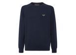 Rundhalspullover PHILIPP PLEIN "Rundhalspullover", Herren, Gr. M, 24, navy, Obermaterial: 80% Baumwolle, 20% Wolle, Pullover Rundhalspullover