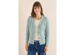 Cardigan CECIL, Damen, Gr. XL (44), grün (conifere grün melange), Web, 58% Baumwolle, 24% Polyacryl, 10% Nylon, 8% Polyester, unifarben, comfort fit normal, V-Ausschnitt, Rippbündchen, Strickjacken