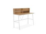 Schreibtisch OTTO HOME "Jaxson", weiß (eiche, weiß, weiß, eichefarben), B:120cm H:106cm T:50cm, Tische, Schreibtisch, weißes Gestell aus Metall, Breite 120 cm