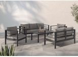 Gartenlounge-Set KONIFERA "»New Jersey«", schwarz (schwarz, dunkelgrau), Aluminium, Sitzmöbel-Sets, inkl. Auflagen, Tischplatte aus Nonwood, Topseller