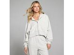 MP Damen Leichter Loopback Durchgehender Reißverschluss Hoodie - Grau Meliert - XXL