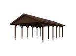 Doppelcarport SKANHOLZ "Wallgau", braun (nussbaum), B/H/T: 620cm x 215cm x 900cm, Carports, mit roten Dachschindeln