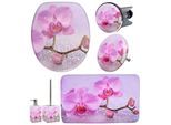 Badaccessoire-Set SANILO "Blooming", rosa, Massivholz, Badaccessoires-Sets