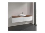 Villeroy und Boch Antao Waschtisch-Unterschrank L25052MT mit Beleuchtung, 4 Auszüge, 1600 x 360 x 500 mm, Front ohne Struktur, White Matt Lacquer / Warm Walnut