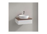 Villeroy und Boch Antao Waschtisch-Unterschrank L07152MT mit Beleuchtung, 1 Auszug, 600 x 190 x 500 mm, Front mit Struktur, White Matt Lacquer / Warm Walnut