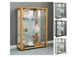 VCM Glasvitrine stehend Vitrine Glas mit ESG-Sicherheitsglas Maße ca. H. 80 x B. 60 x T. 25 cm Standvitrine Glas Modern und platzsparend Glas Vitrinenschrank – Sintalo Spiegel