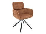 riess-ambiente Drehbarer Retro Stuhl UNIQUE rost braun Chenille schwarze Metallbeine mit Armlehne