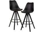 FineBuy 2er Set Barhocker Schwarz Tresenhocker Kunstleder mit Lehne Barstuhl