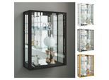 VCM Glasvitrine hängend Vitrine Glas mit ESG-Sicherheitsglas Maße ca. H. 80 x B. 60 x T. 25 cm Hängevitrine Glas Modern und platzsparend Glas Vitrinenschrank - Udina Spiegel