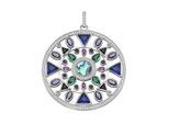 Kettenanhänger "Mandala, Silber 925", bunt (mehrfarbig), GIORGIO MARTELLO MILANO, Schmuckanhänger, Damen, 4,5cm, Silber 925 (Sterlingsilber), Kettenanhänger