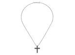 Kette mit Anhänger "mit Anhänger Kreuz, schwarze Spinelle, Silber 925", schwarz, GIORGIO MARTELLO MILANO, Halsketten, Damen, 45cm, Silber 925 (Sterlingsilber)