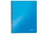 Collegeblock Leitz WOW, DIN A5, 80 karierte Blatt, Klarsicht-Tasche, FSC®-zertifiziert, blau