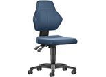 Arbeitsdrehstuhl Allrounder, o. Armlehnen, Permanentkontakt, m. Rollen, Kunstleder, blau