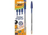 BIC Cristal Original Kugelschreiber Blau, 4er Box, 1,0 mm, mittlere Spitze