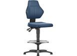 Arbeitsdrehstuhl Allrounder, o. Armlehnen, Permanentkontakt, m. Gleitern, Kunstleder blau