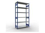Schulte MULTIplus250 Steckregal, Grundregal, 6 Fachböden, bis 250 kg je Fachboden, werkzeuglos montierbar, B 1300 x T 500 x H 2500, enzianblau/verzinkt