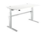 Schreibtisch Komfort, elektrisch höhenverstellbar, Rechteck, C-Fuss, B 1600 x T 800 x H 655-1305 mm, weiss/weissaluminium RAL 9006