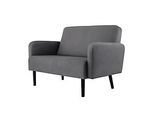 Zweisitzer Sofa meet by Paperflow LISBOA, Stoffbezug grau, Fussgestell schwarz, B 1240 x T 815 x H 830 mm