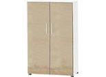 Schäfer Shop Select Schrank SET UP, 4 OH, abschliessbar, B 800 x T 420 x H 1470 mm, weiss/eiche