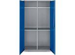 Schäfer Shop Genius Mehrzweckschrank FS, modular, indivuduell erweiterbar, Mittelwand, 4 Fachböden, bis 450 kg, B 1055 x T 520 x H 1950 mm, weissalu/enzianblau