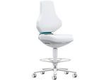 Hightech- und Reinraumdrehstuhl Texon 4, Skintec offwhite, Sitz-Stopp-Rollen u. Fussring