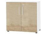 Schäfer Shop Select Schrank SET UP, 2 OH, abschliessbar, B 800 x T 420 x H 744 mm, weiss/eiche
