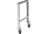 Schäfer Shop Pure Werkbankfuss WFH707L, höhenverstellbar, T 665 x H 641-853 mm, mit Rollen, lichtgrau RAL 7035