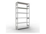 Schulte MULTIplus250 Steckregal, Grundregal, 6 Fachböden, bis 250 kg je Fachboden, werkzeuglos montierbar B 1300 x T 400 x H 2500, lichtgrau