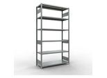 Schulte MULTIplus250 Steckregal, Grundregal, 6 Fachböden, bis 250 kg je Fachboden, werkzeuglos montierbar B 1300 x T 500 x H 2500, silbergrau
