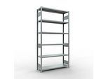 Schulte MULTIplus250 Steckregal, Grundregal, 5 Fachböden, bis 250 kg je Fachboden, werkzeuglos montierbar B 1300 x T 400 x H 2500, silbergrau