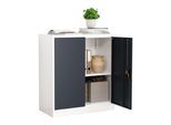 Aktenschrank VCM "Büroschrank Stahlschrank abschließbar Malivo 2fach", schwarz (weiß, anthrazit), B:80cm T:40cm, Obermaterial: 100% Metall MT., Schränke, Aktenschrank