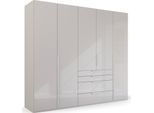 Drehtürenschrank RAUCH "Kleiderschrank Schrank Garderobe Wäscheschrank PURISMA Glasfront", grau (seidengrau, glas seidengrau), B:251cm H:223cm T:60cm, Holzwerkstoff, Schränke, Drehtürenschrank, mit Schubladen und umfangreichem Zubehör MADE IN GERMANY
