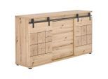 Mid.you Sideboard Quito, Eiche, Kunststoff, 2 Fächer, 3 Schublade(n) Schubladen, 160x86x40 cm, Bsci, Wohnzimmer, Kommoden & Sideboards, Sideboards